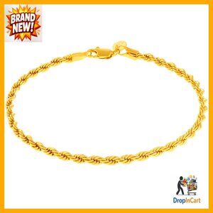 Gold Plated Rope Chain Anklet Classic Elegant Minimal Chic Ankle Bracelet